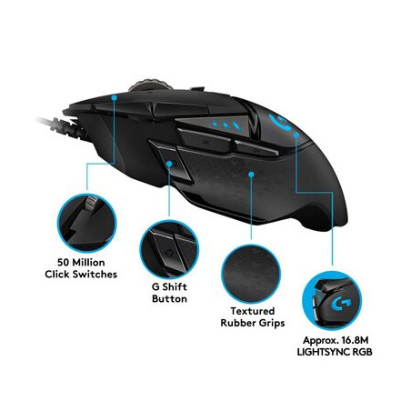 Pelė Logitech G502 žaidimų laidinė USB BK