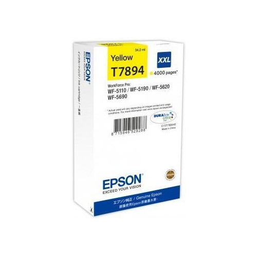 Epson T7894 XXL (C13T789440) Ink Cartridge, Yellow rašaliniams spausdintuvams