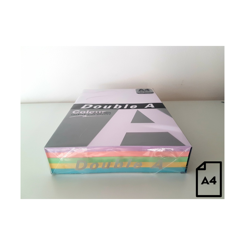 Spalvotas popierius Double A, 80g, A4, 500 lapų, Rainbow 3, 5 spalvų