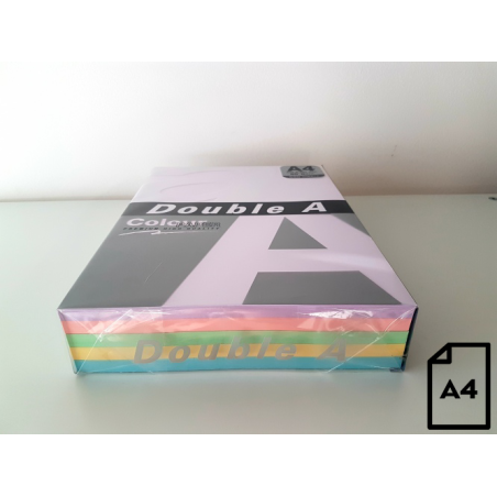 Spalvotas popierius Double A, 80g, A4, 500 lapų, Rainbow 3, 5 spalvų