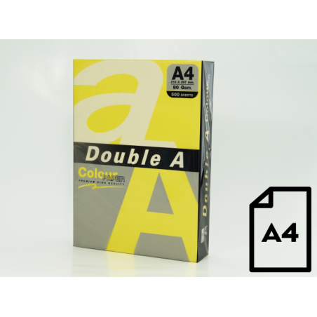 Spalvotas popierius Double A, 80g, A4, 500 lapų, Lemon