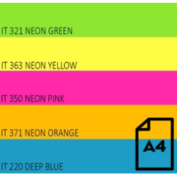 Spalvotas Neon popierius Double A, 75g, A4, 100 lapų, Rainbow 4, 5 Neon spalvų