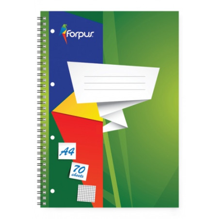 Sąsiuvinis su spirale Forpus, A4/70, langeliais, minkštas viršelis 0722-003
