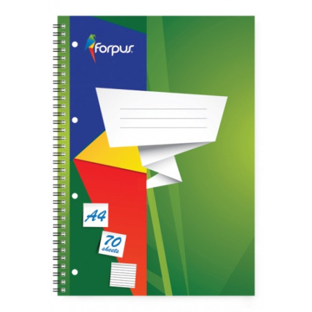 Sąsiuvinis su spirale Forpus, A4/70, linija, minkštas viršelis 0722-022