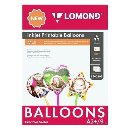 Oro balionai Lomond Inkjet Printable Baloons rašaliniams sp. A3+, 9 lapų (Ball/Heart/Star) dvipusis