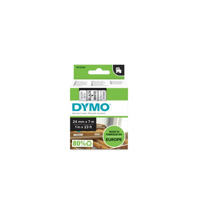 DYMO D1 Standard 53713 (S0720930) Juostelė, 24mm x 7m, Black on White