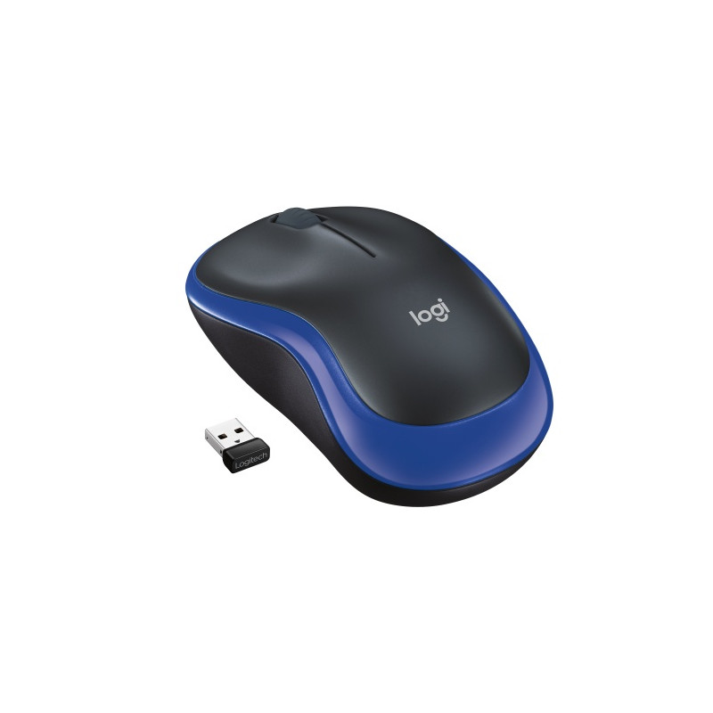 Logitech M185 Belaidė pelė, RF Wireless, 1000 DPI, Juoda/Mėlyna