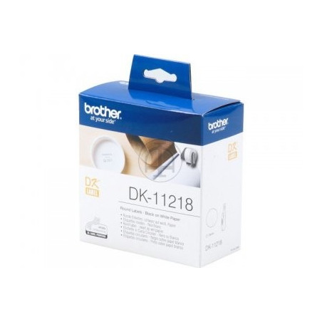 Brother DK-11218 Round Labels, Black on White Paper, 24 mm, 1000 labels per roll