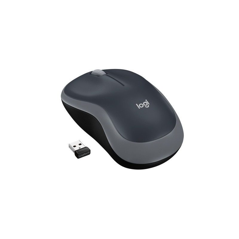 Logitech M185 Belaidė pelė, RF Wireless, 1000 DPI, Juoda/Pilka