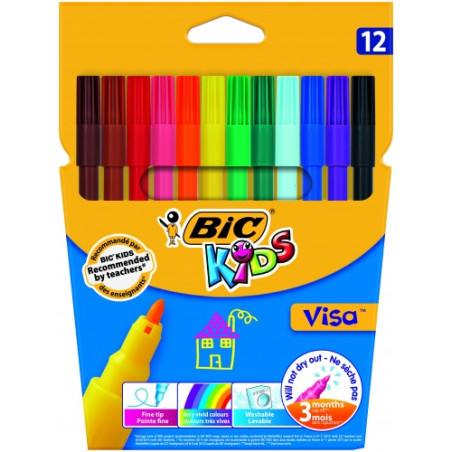 Bic Flomasteriai Kids Visa 12 spalvų rinkinys 002758