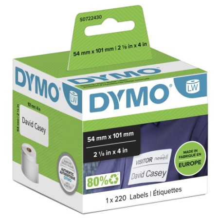 Dymo 99014 (S0722430) Etikečių ritinėlis Black on White, 54mm x 101mm, 220 Lipdukų