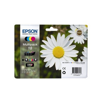 Epson 18 (C13T18064012) Rašalinių kasečių rinkinys, Juoda, Žydra, Purpurinė, Geltona rašaliniams spausdintuvams, 15,1 ml, 175 ps