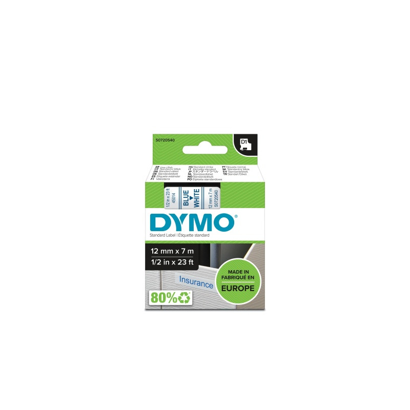 Dymo 45014 (S0720540) Juostelė 12mm x 7m, Blue on White