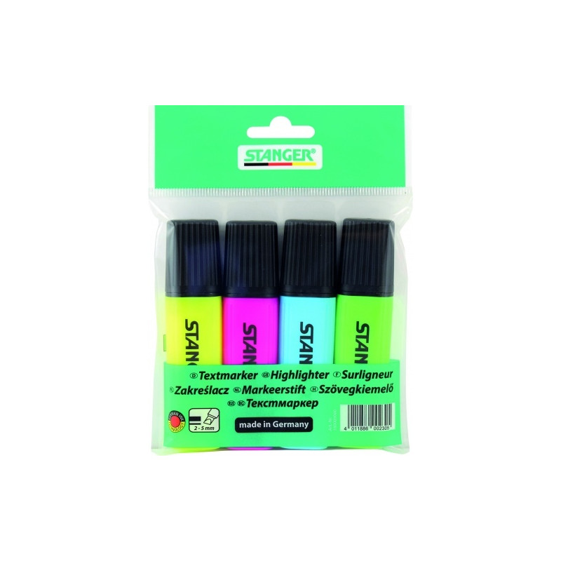 Stanger Teksto žymekliai 1-5 mm, 4 spalvų rinkinys 180009000
