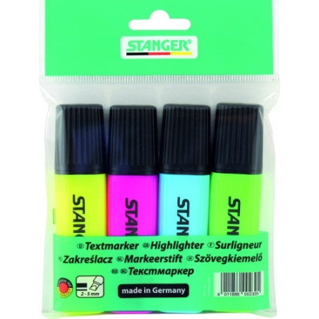 Stanger Teksto žymekliai 1-5 mm, 4 spalvų rinkinys 180009000