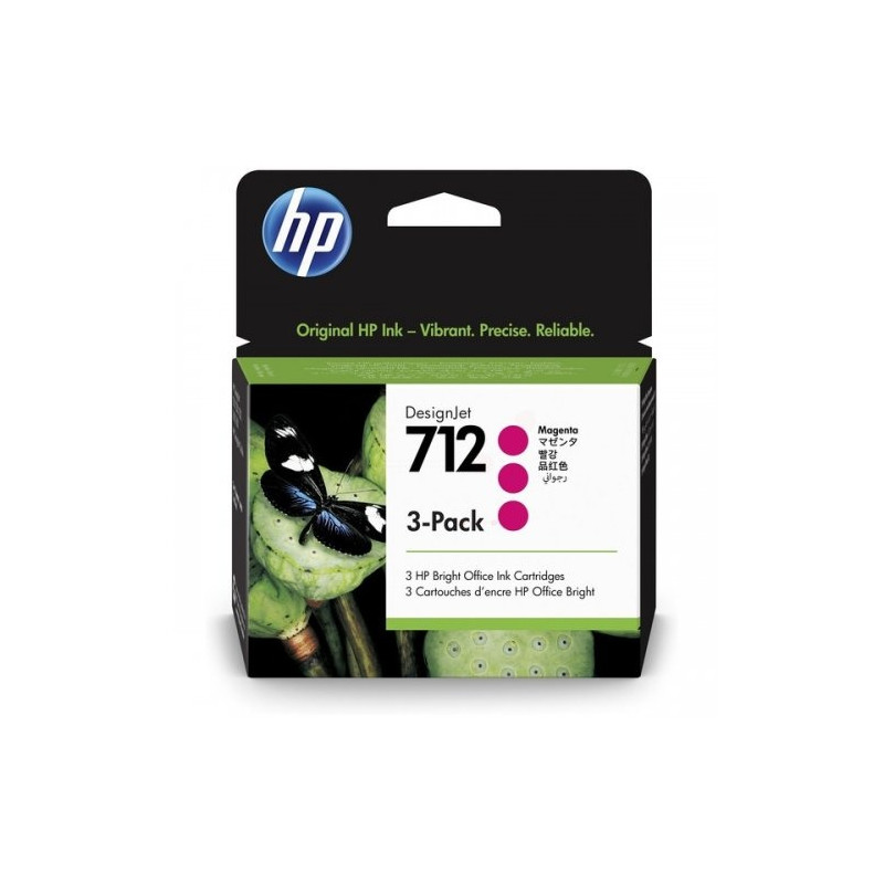 HP 712 3-pack (3ED78A) Rašalinė kasetė, Purpurinė