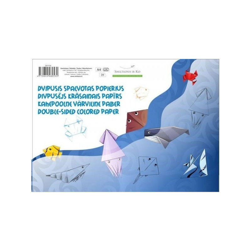 Popierius, spalvotas SMLT, A4, 80 g, dvipusis, klijuotas, (16) 0708-303