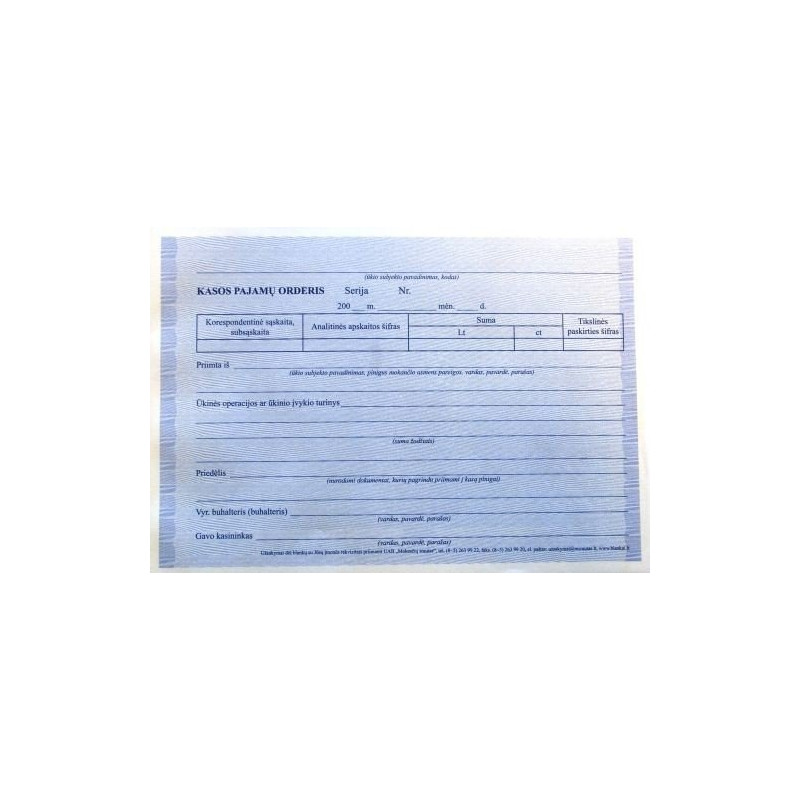 Kasos pajamų orderis, A5 (2x50) 0720-008