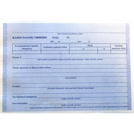 Kasos pajamų orderis, A5 (2x50) 0720-008