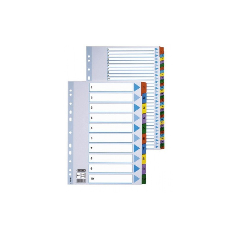 Skiriamieji lapai Esselte Mylar, A4, 1-12 skaičiai, spalvoti