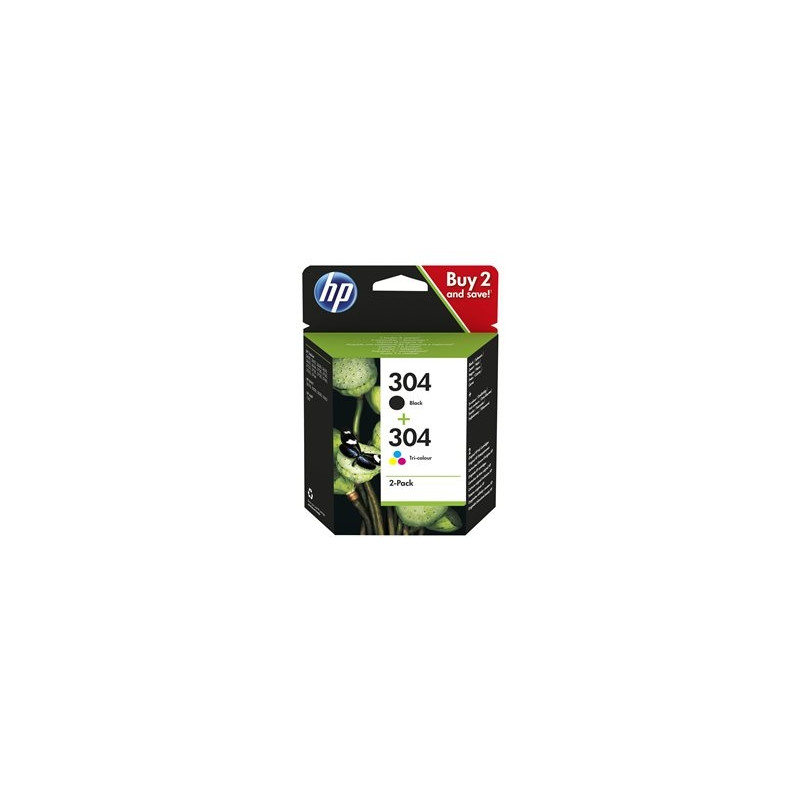 HP No.304 Kasėčių rinkinys (3JB05AE), juoda ir trispalvė kasetė rašali
