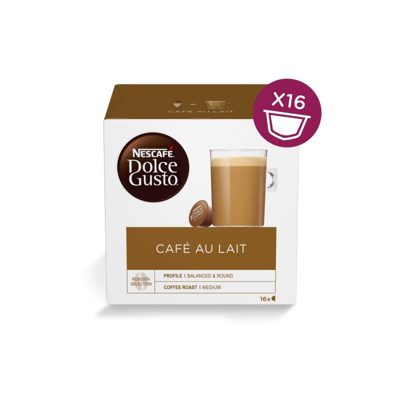 Nescafe Dolce Gusto Cafe Au Lait Kava, 16 kapsulių dėžutėje