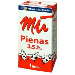 Pienas MŪ 3,5% riebumo, natūralus, 1 L x 12 vnt