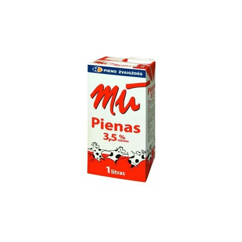 Pienas MŪ 3,5% riebumo, natūralus, 1 L x 12 vnt