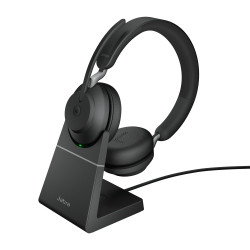 Jabra Evolve2 65 MS Stereo Link390a Belaidės ausinės, Bluetooth USB-A, Charging Stand, Juoda