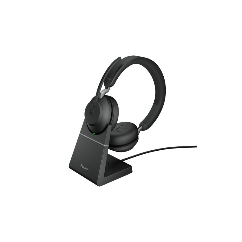 Jabra Evolve2 65 MS Stereo Link390a Belaidės ausinės, Bluetooth USB-A, Charging Stand, Juoda