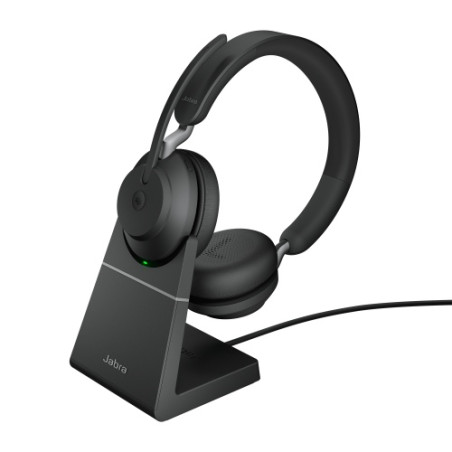 Jabra Evolve2 65 MS Stereo Link390a Belaidės ausinės, Bluetooth USB-A, Charging Stand, Juoda