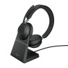 Jabra Evolve2 65 MS Stereo Link390a Belaidės ausinės, Bluetooth USB-A, Charging Stand, Juoda