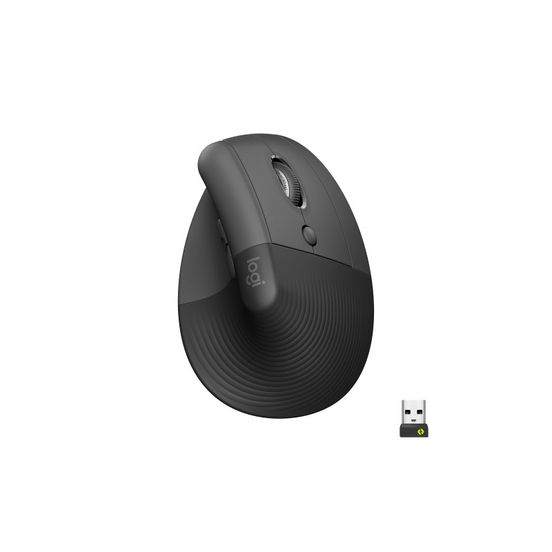Logitech Lift Vertical Belaidė pelė, RF Wireless + Bluetooth, 4000 DPI, Graphite