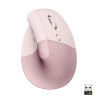 Logitech Lift Vertical Belaidė pelė RF Wireless + Bluetooth, 4000 DPI, Rose