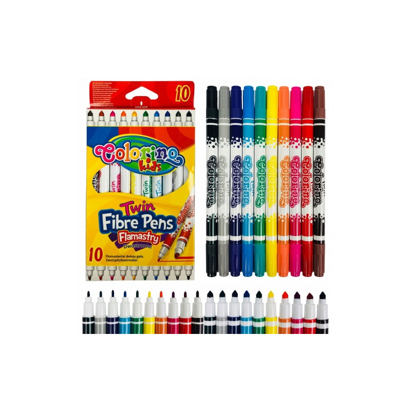 Flomasteriai Colorino Kids dvipusiai, 10 spalvų