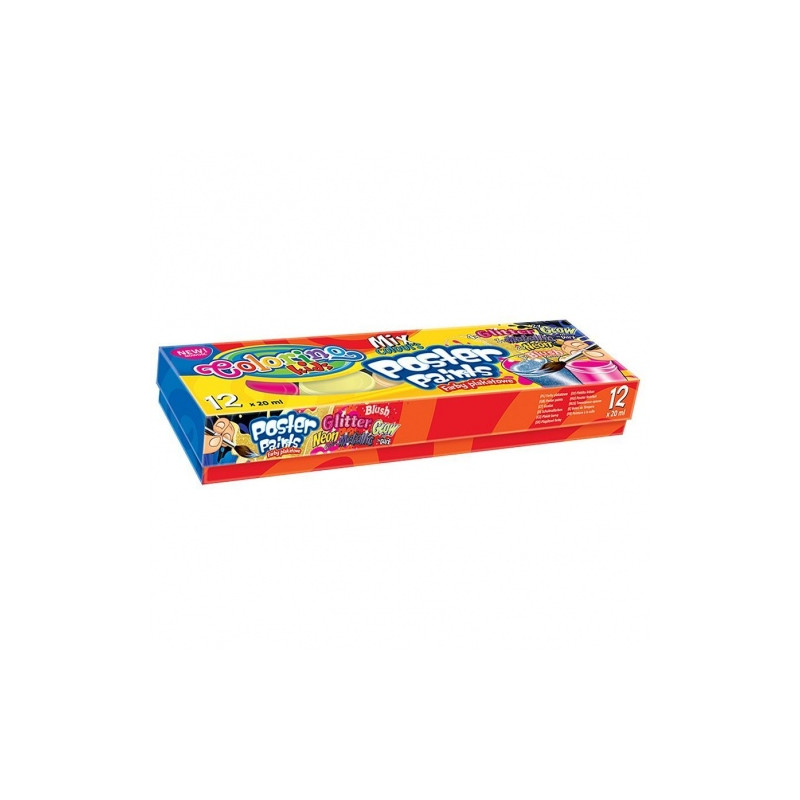 Guašas Colorino Kids Mix 20 ml, 12 spalvų