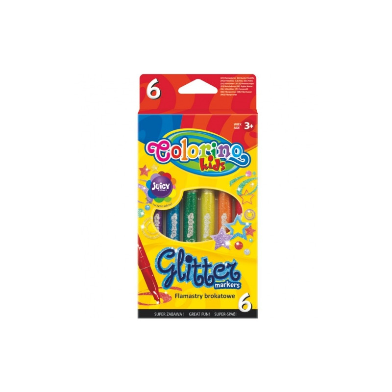 Flomasteriai su blizgučiais Colorino Kids Glitter, 6 spalvų