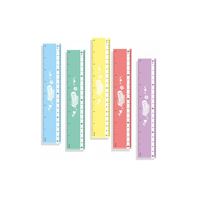 Liniuotė Colorino Pastel 20 cm plastikinė pastelinių spalvų