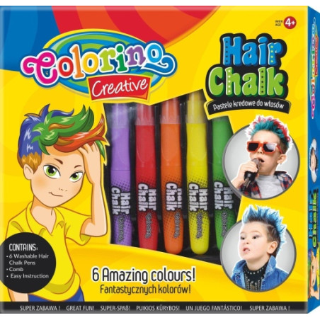 Kreidelės plaukams dažyti Colorino Creative berniukams 6 spalvų