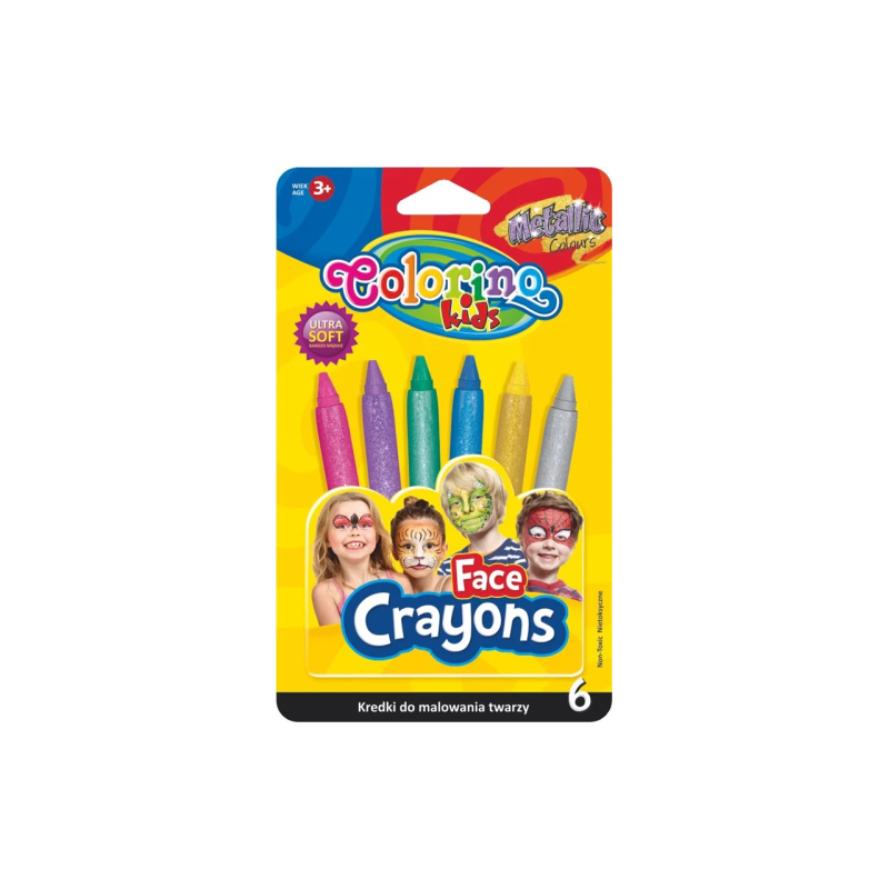 Kreidelės veidui dažyti Colorino Kids 6 blizgių spalvų