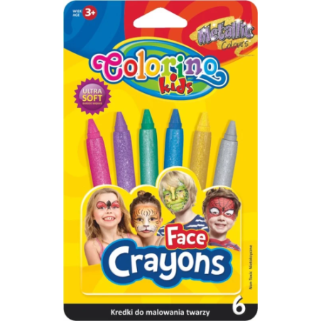 Kreidelės veidui dažyti Colorino Kids 6 blizgių spalvų