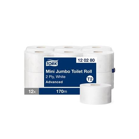 Tualetinis popierius Tork Advanced Mini Jumbo T2, 2 sl., 170m, 12 vnt.