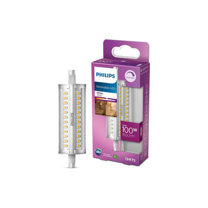 Ecost prekė po grąžinimo Philips LED Classic Dimmable Light Spot [R7S] 14W - 100W Equivalent, White