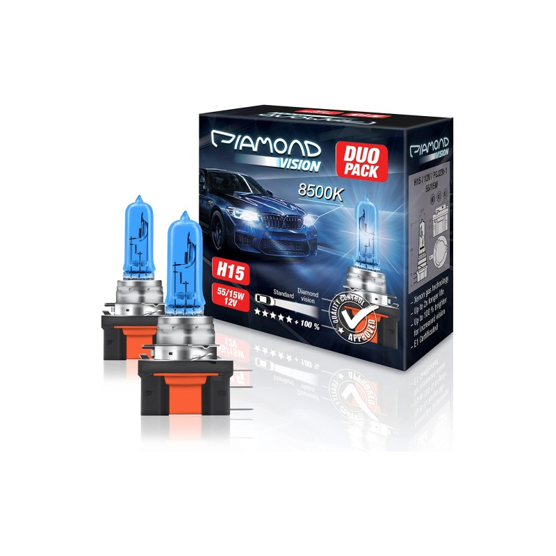 Ecost prekė po grąžinimo 2x H15 12V 55/15W Diamond Vision Xenon Look Effect Halogen Lamps Bulbs Ligh