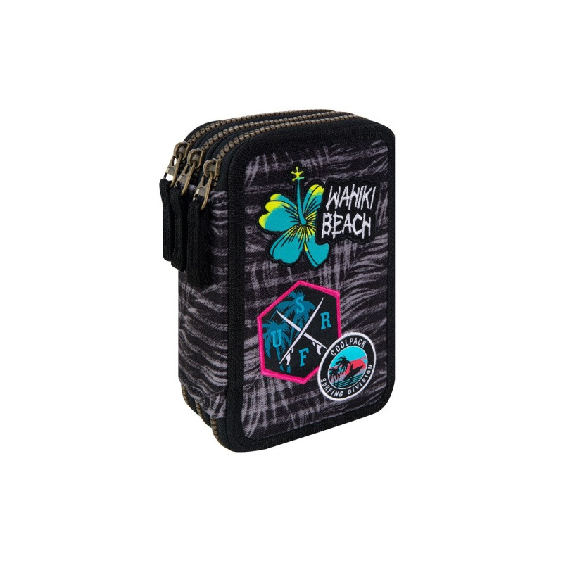 Forminis trijų skyrių penalas su priedais CoolPack Jumper 3 Badges Girls Grey